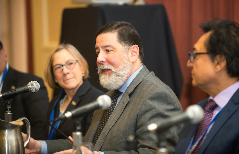 "Mayor Peduto speaking into a mic"